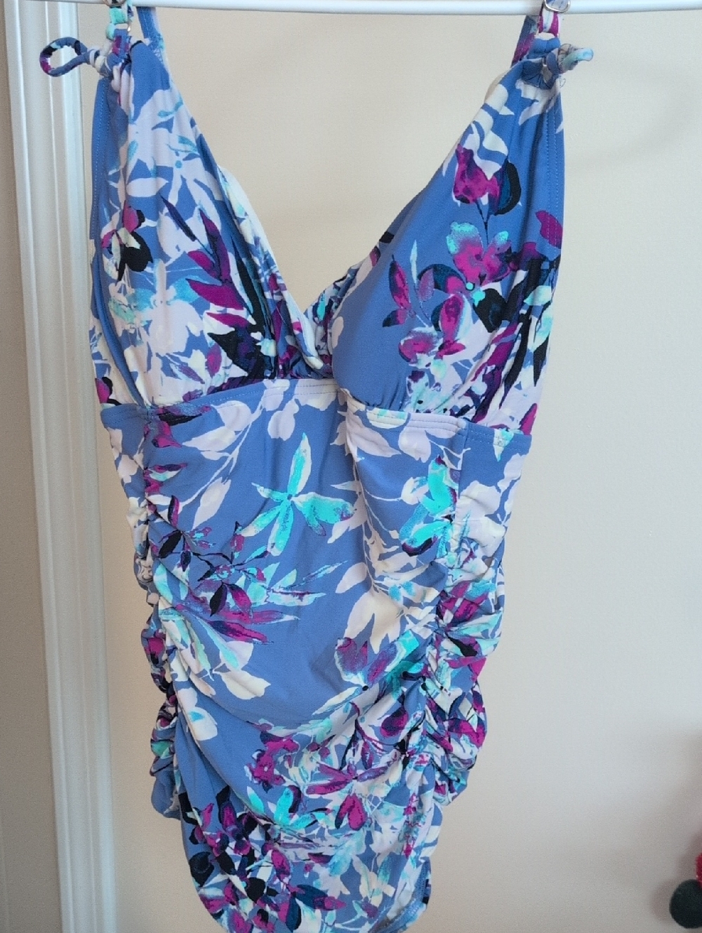 Calvin Klein Blue Floral Scoop One-Piece Swimsuit